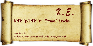 Káplár Ermelinda névjegykártya